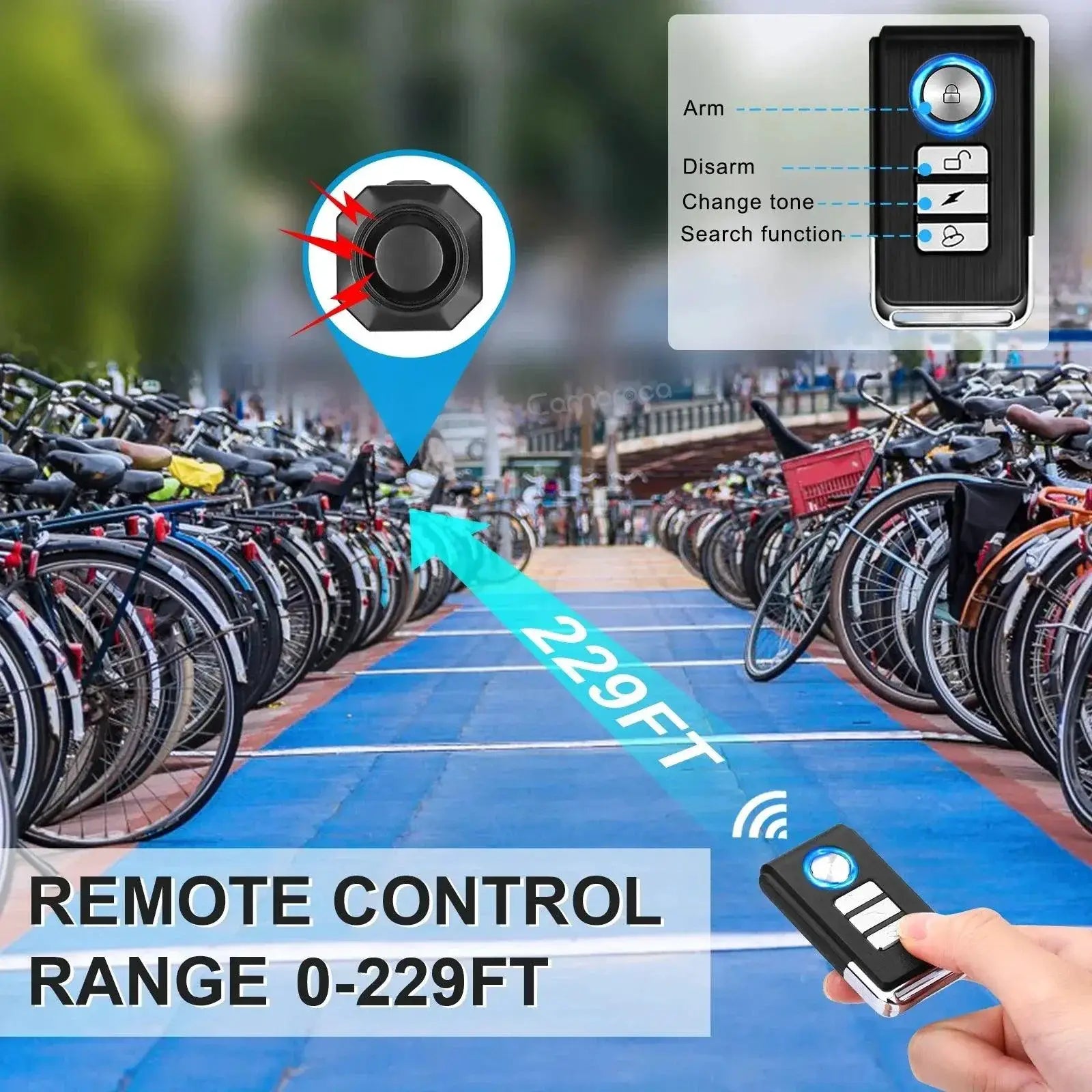 Camaroca Bike Burglar Alarm Wireless Security System Device