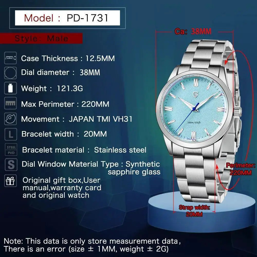 Elegant Sapphire Crystal Men's Watch With Japanese Movement