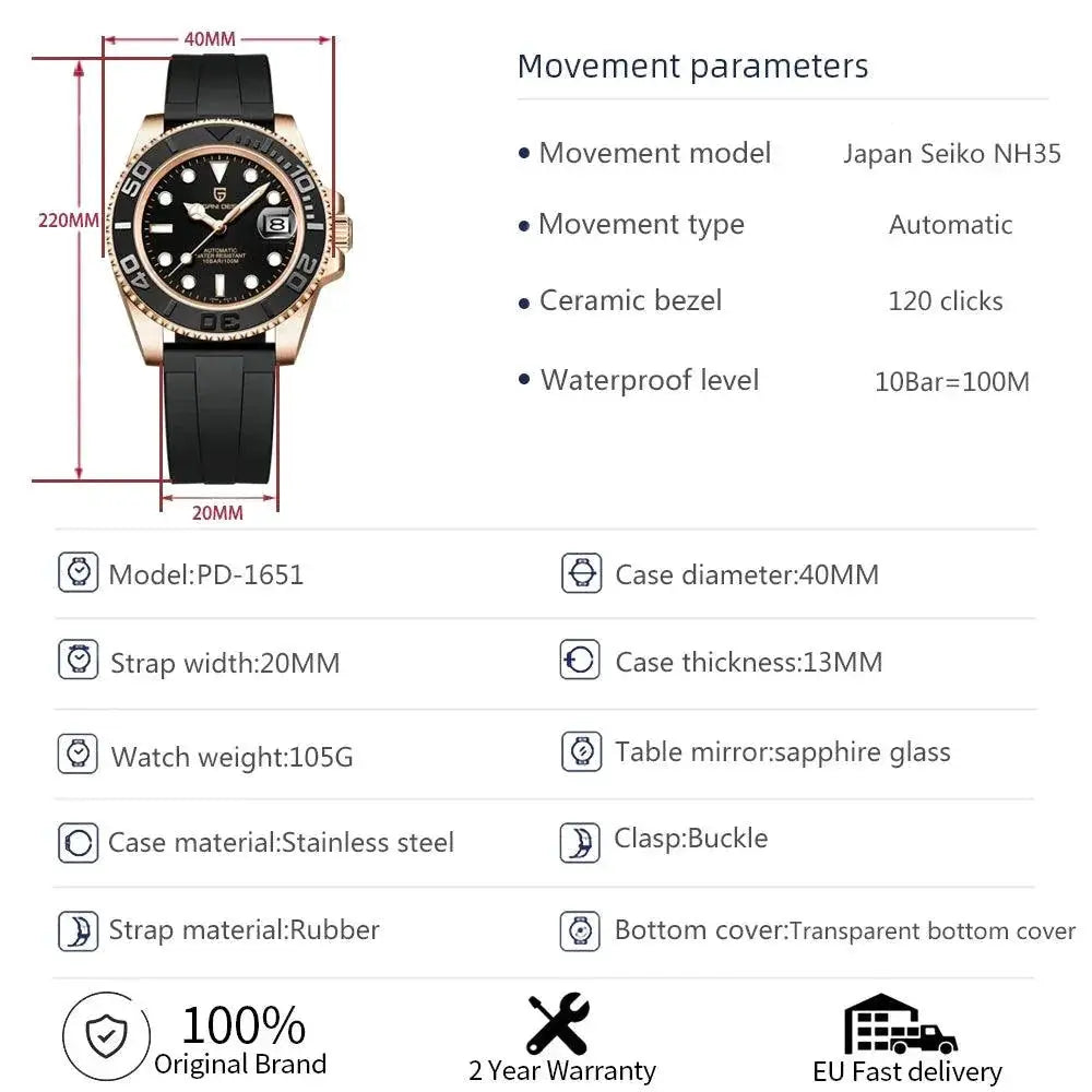 Pagani Design V3 Mens Mechanical Watch Ultra Luminous