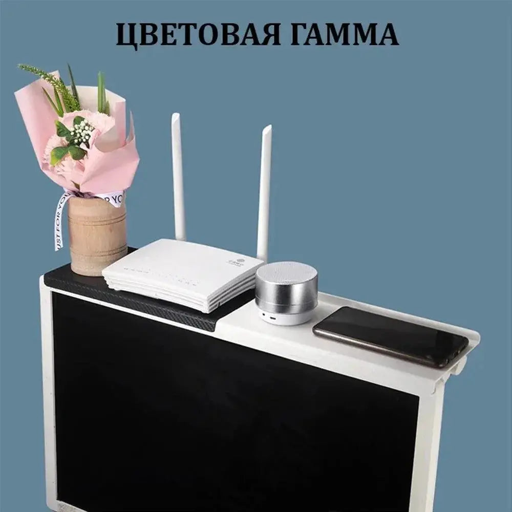 Adjustable Desktop TV Screen Shelf Stand Space Saving Rack