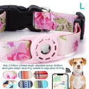 Adjustable Pet Collar With Airtag Holder Stylish Print