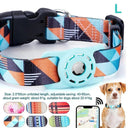 Adjustable Pet Collar With Airtag Holder Stylish Print