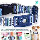 Adjustable Pet Collar With Airtag Holder Stylish Print