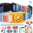 Adjustable Pet Collar With Airtag Holder Stylish Print