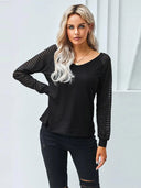 Fall Winter Cut Out Long Sleeve Top European American Style
