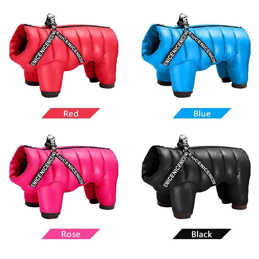 Hooded Winter Dog Jacket Stylish Waterproof Harness for Dogs