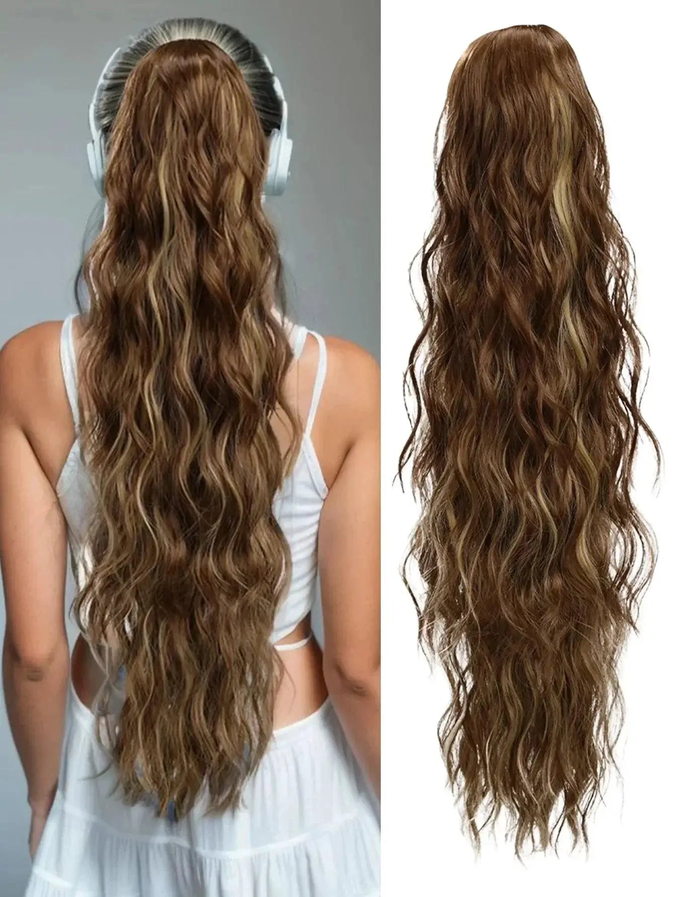 Ponytail Extension Long Curly Wavy Hairpiece In Colors