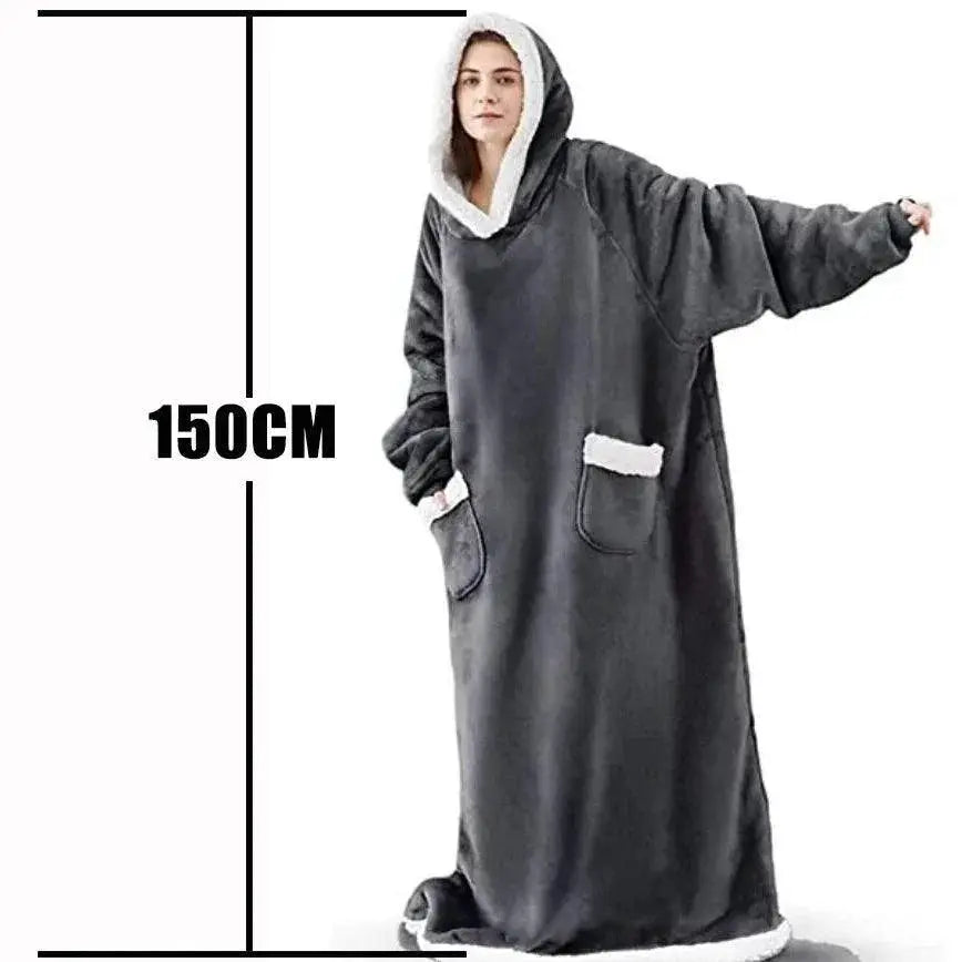Cozy Plaid Fleece Hoodie Blanket for Trendy Winter Wear