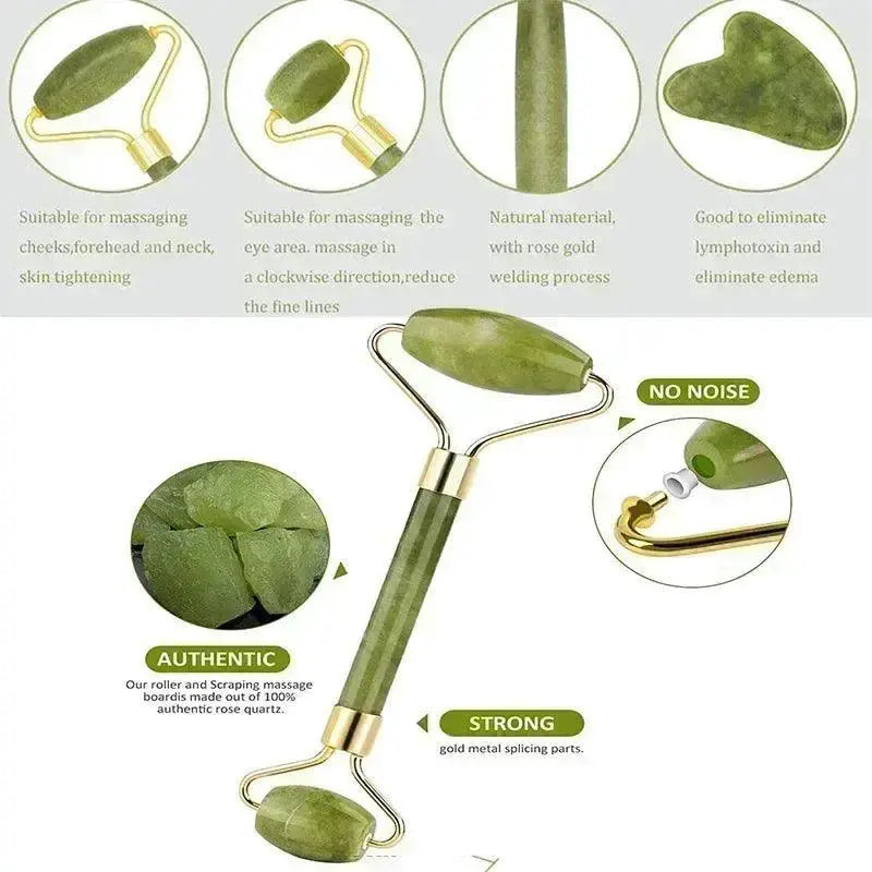 Jade Facial Roller and Gua Sha Set for Glowing Skin