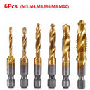 Hex Shank Titanium Plated HSS Tap Drill Bit Set Metalworking