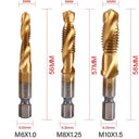 Titanium Plated HSS Tap Drill Bit Set Screw Thread Hex Shank