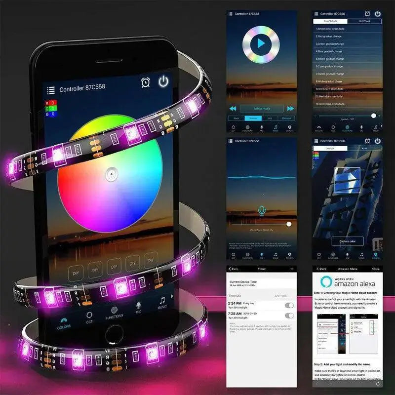 Bluetooth LED Light Strips for TV Room Ambiance and Mood
