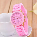 Luxury Womens Silicone Strap Quartz Watch Elegant Timepiece