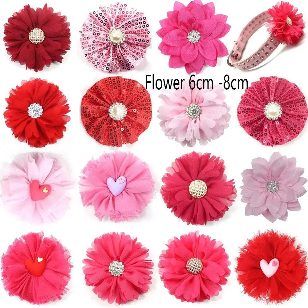 Chic Floral Pet Collar With Bow Tie For Stylish Pets