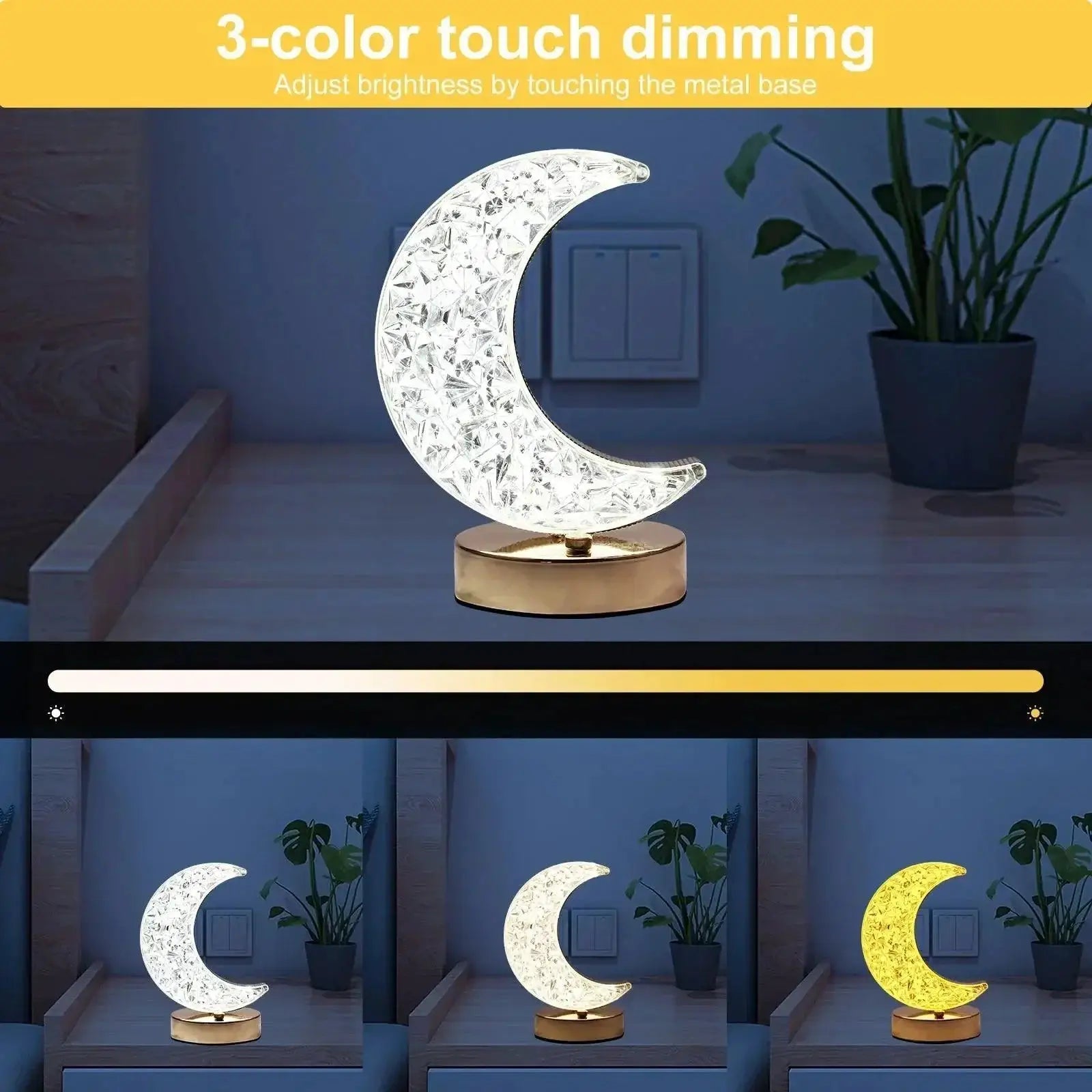 Rechargeable Dimming LED 3D Moon Lamp With Touch Night Light