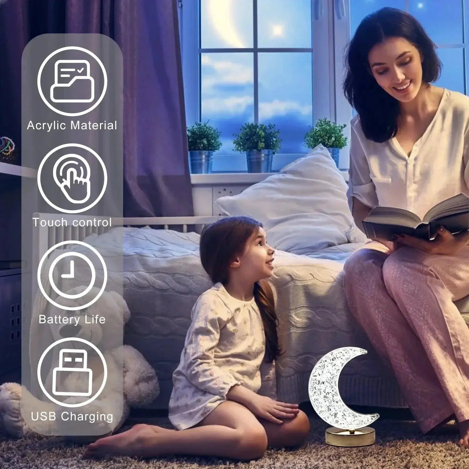 Rechargeable Dimming LED 3D Moon Lamp With Touch Night Light