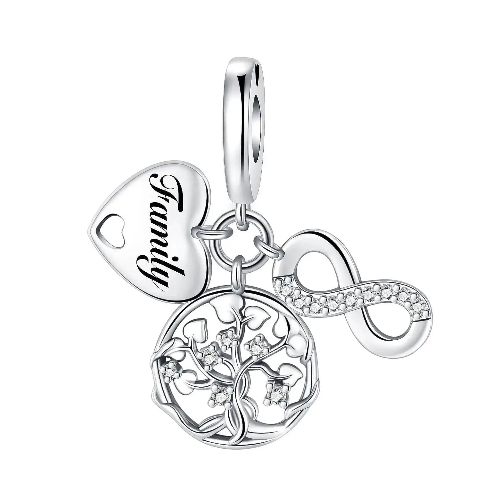 Sterling Silver Puppy Family Zircon Pendant For Dog Lovers
