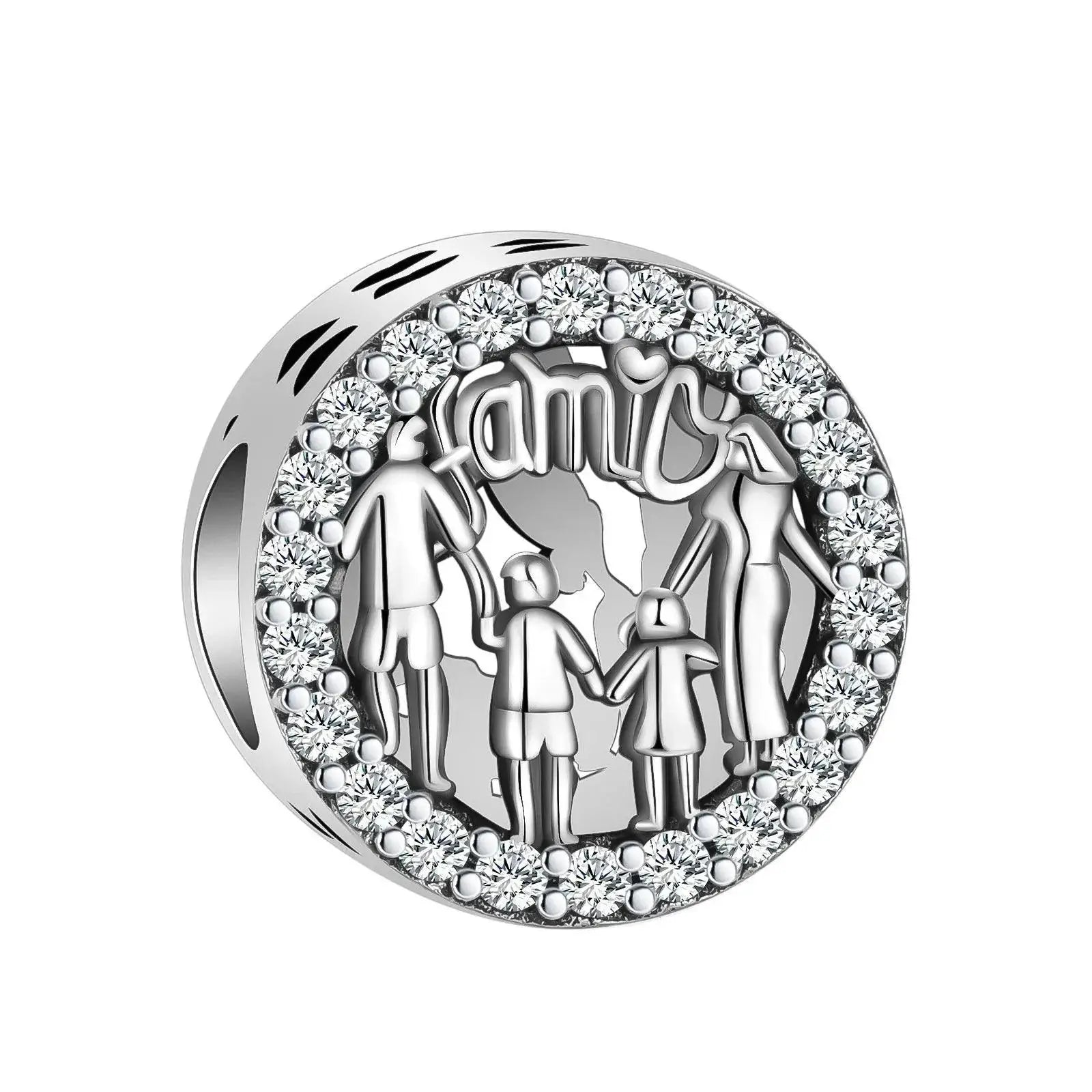 Sterling Silver Puppy Family Zircon Pendant For Dog Lovers