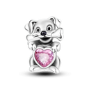 Sterling Silver Puppy Family Zircon Pendant For Dog Lovers