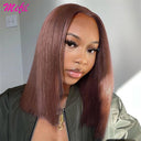 Chocolate Brown Highlight Bob Wig Lace Front Human Hair
