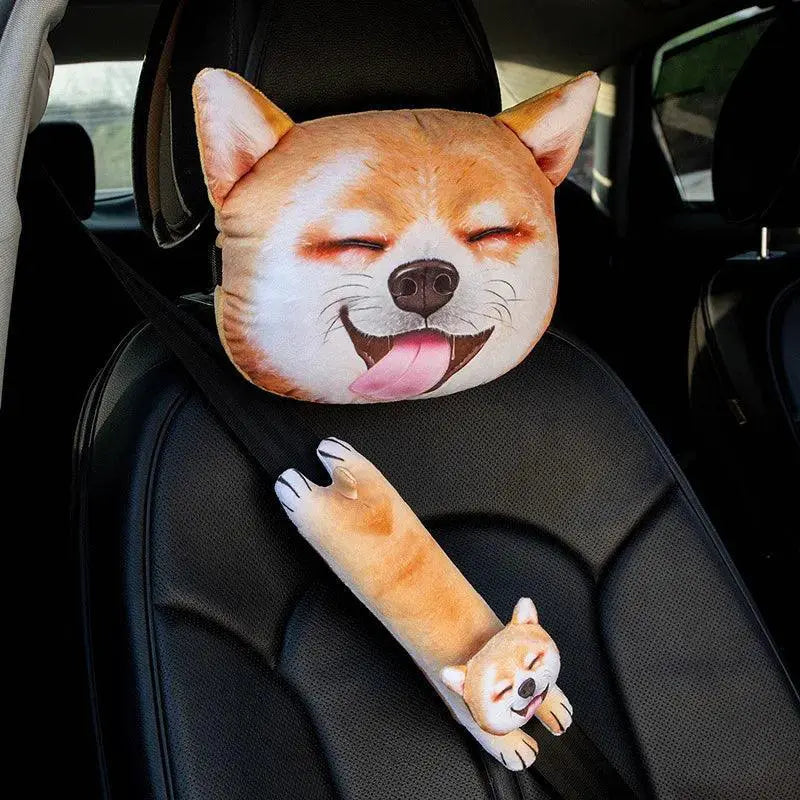 Cozy Animal Print Car Neck Pillow for Travel Comfort