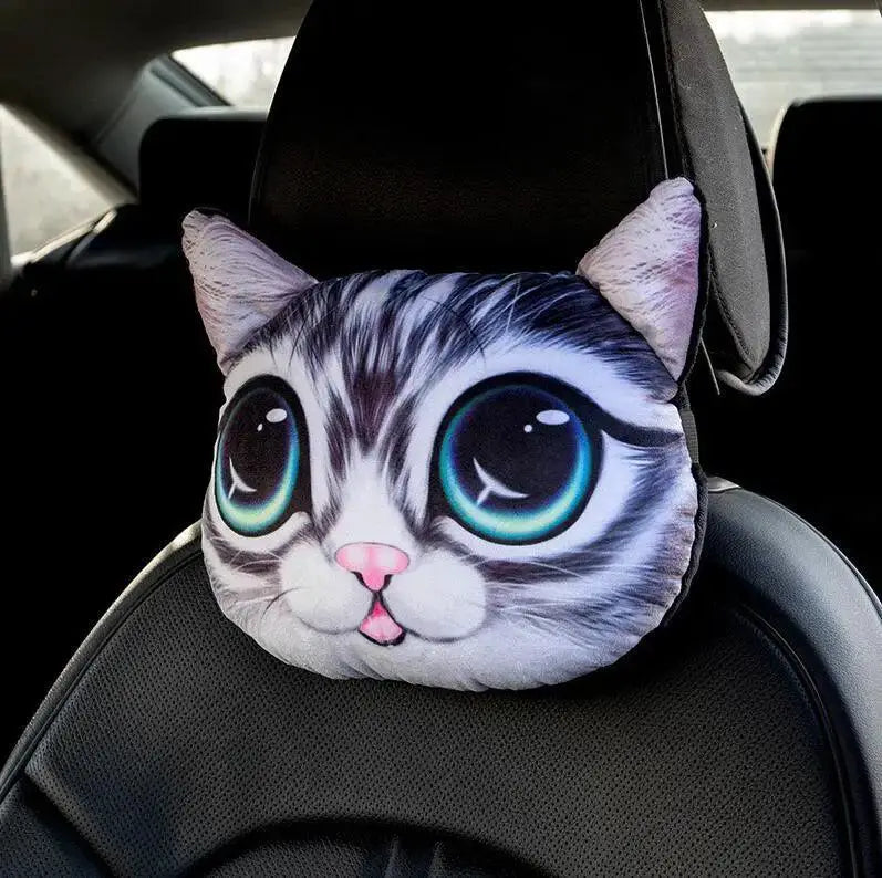 Cozy Animal Print Car Neck Pillow for Travel Comfort