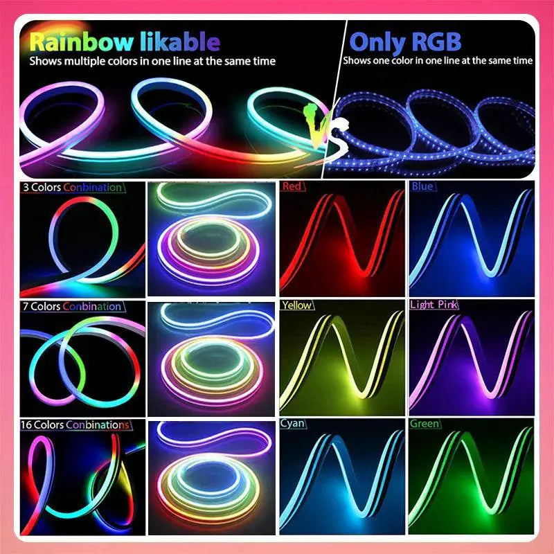 TUYA Neon LED Strip Lights RGBIC Glow With Music Sync