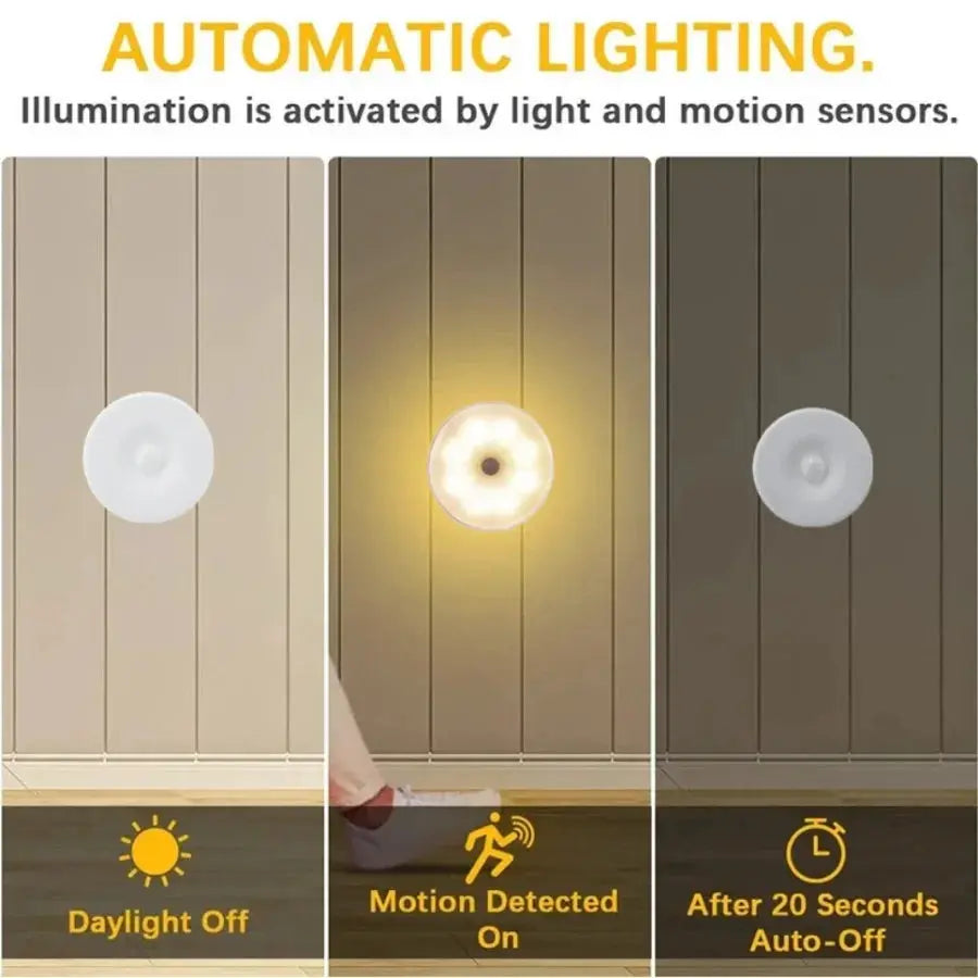 Motion Sensor Night Light USB Rechargeable LED Lamp