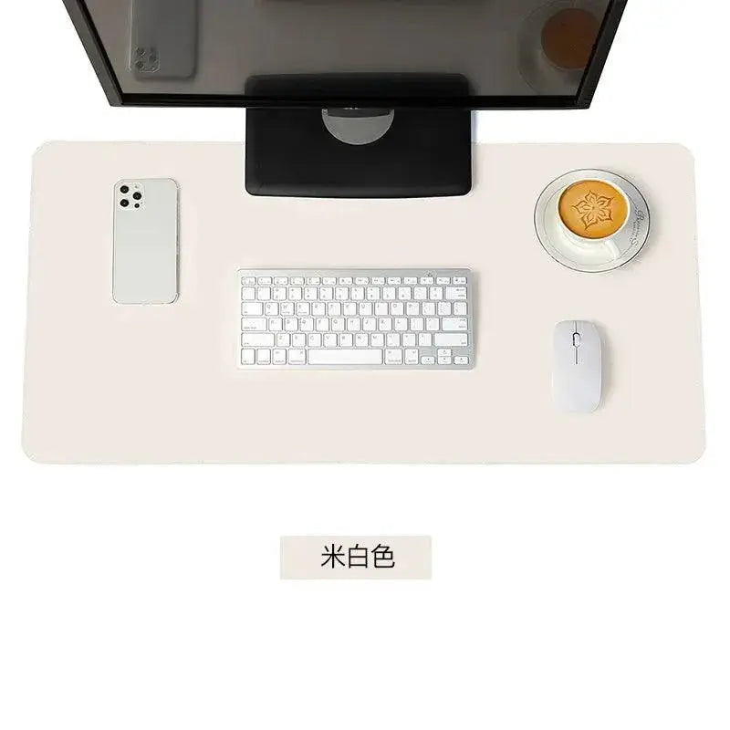 Large White Waterproof Gaming Mouse Pad PU Leather Premium