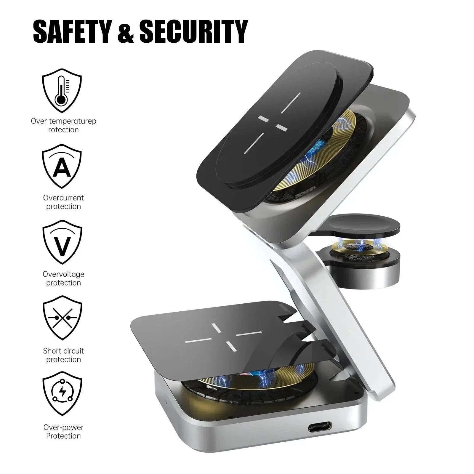 Magnetic Wireless Charger Stand Fast 3 In 1 Station
