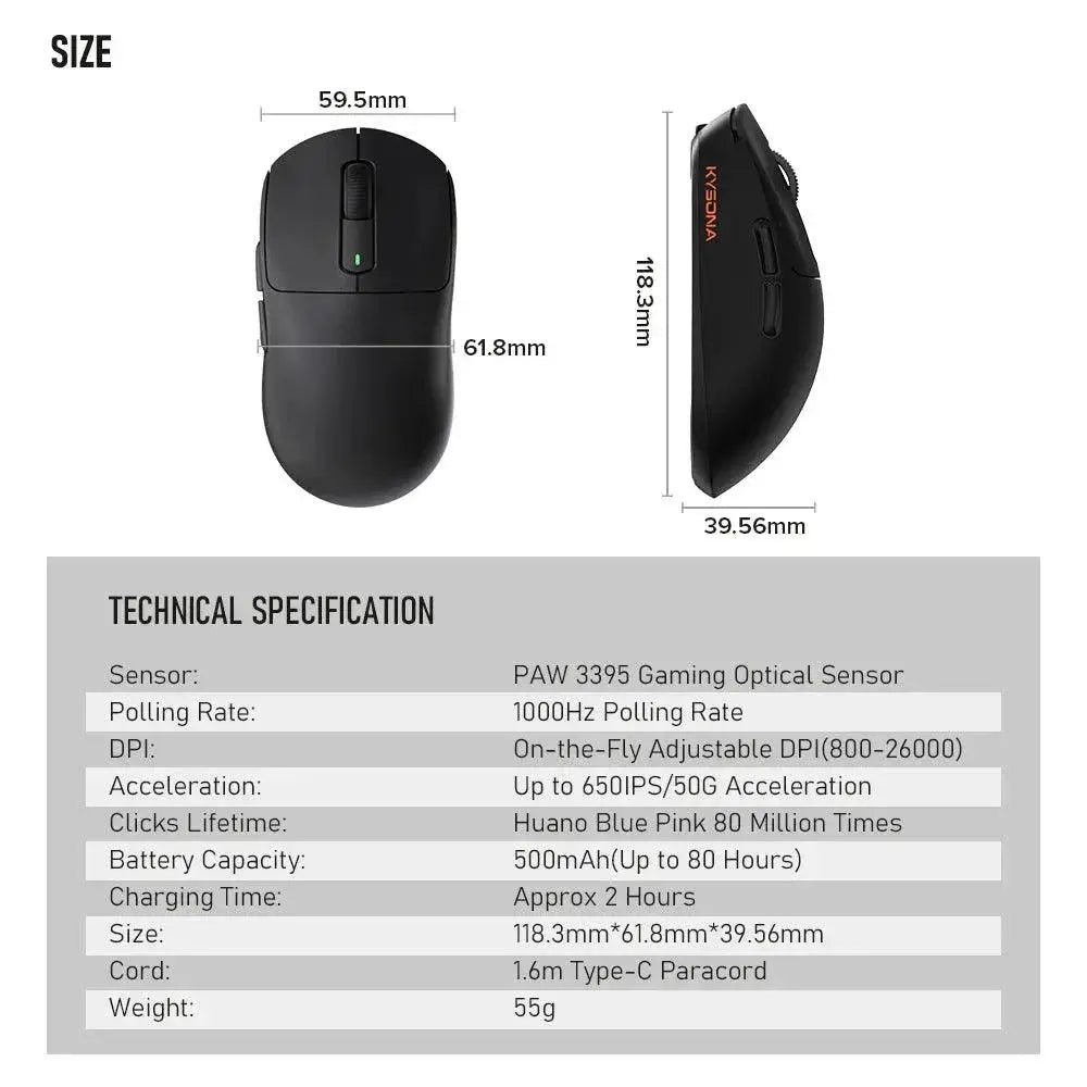 Kysona M600 Wireless Precision Gaming Mouse Dominate Style