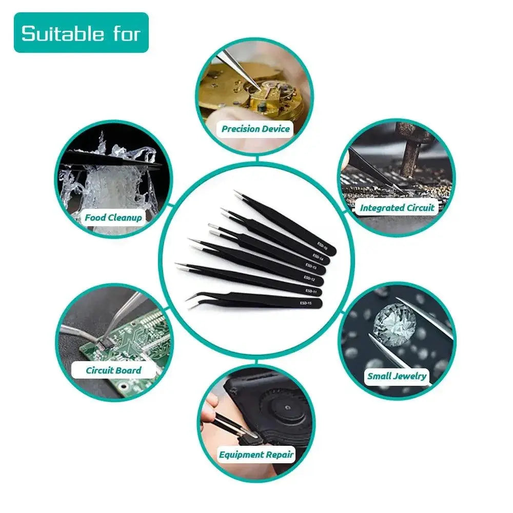 Stainless Steel Precision Tweezers For Nail Art Electronics
