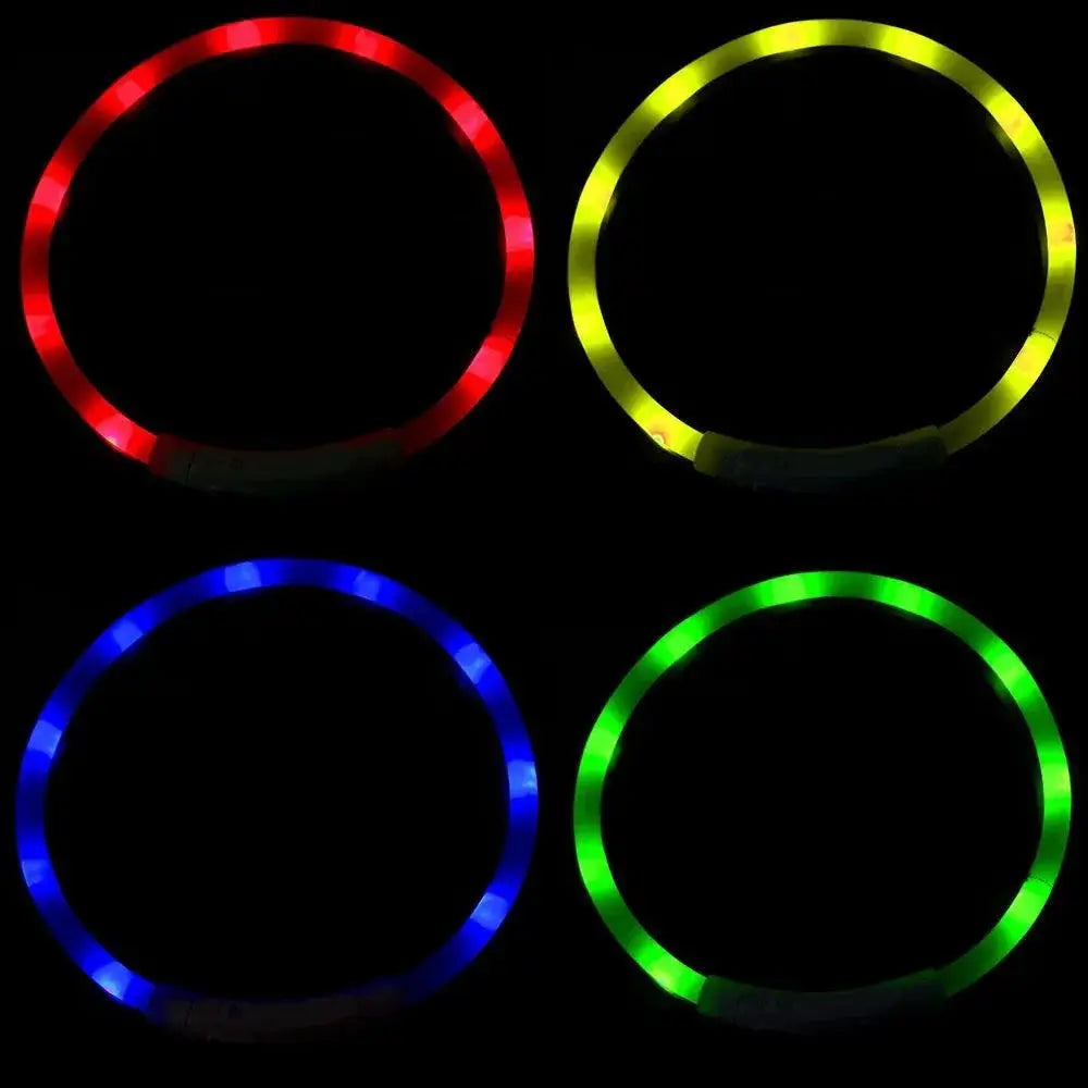 LED Pet Safety Collar For Dogs Night Visibility Glow