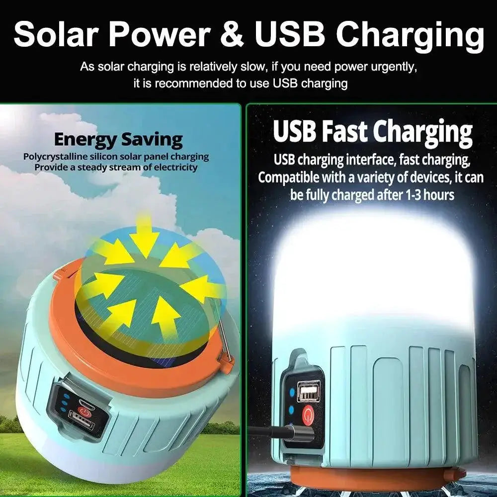 Solar LED Camping Lanterns Rechargeable Outdoor Lighting