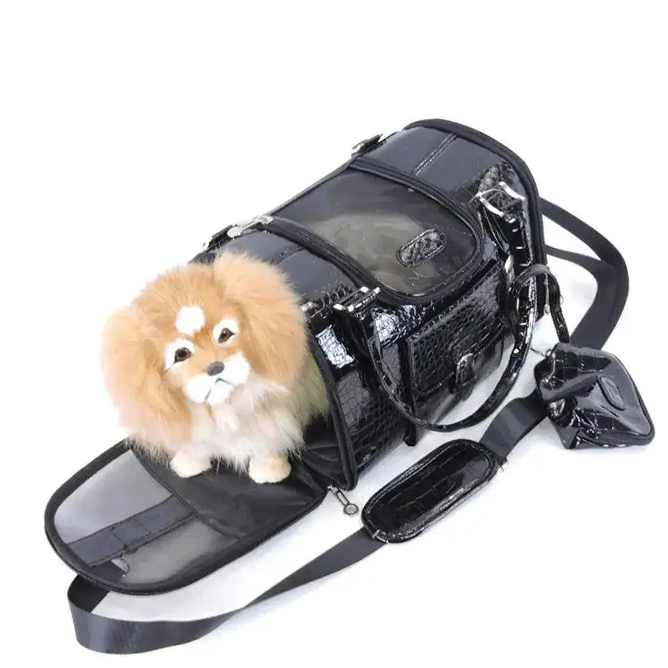 Leather Dog Carrier Travel Bag for Stylish Comfort