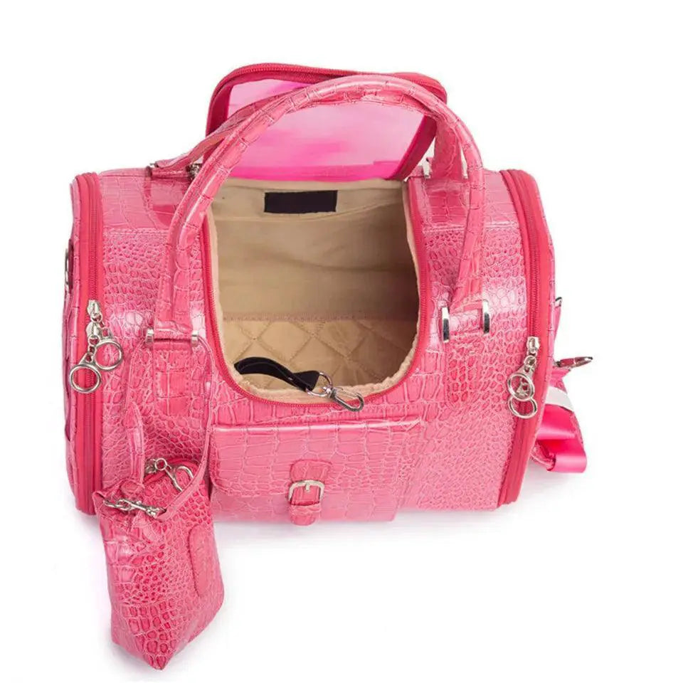 Leather Dog Carrier Travel Bag for Stylish Comfort