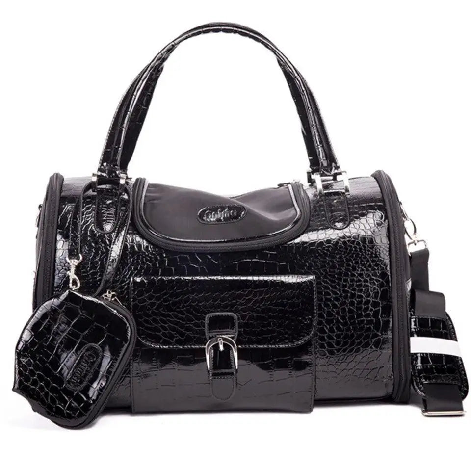 Leather Dog Carrier Travel Bag for Stylish Comfort