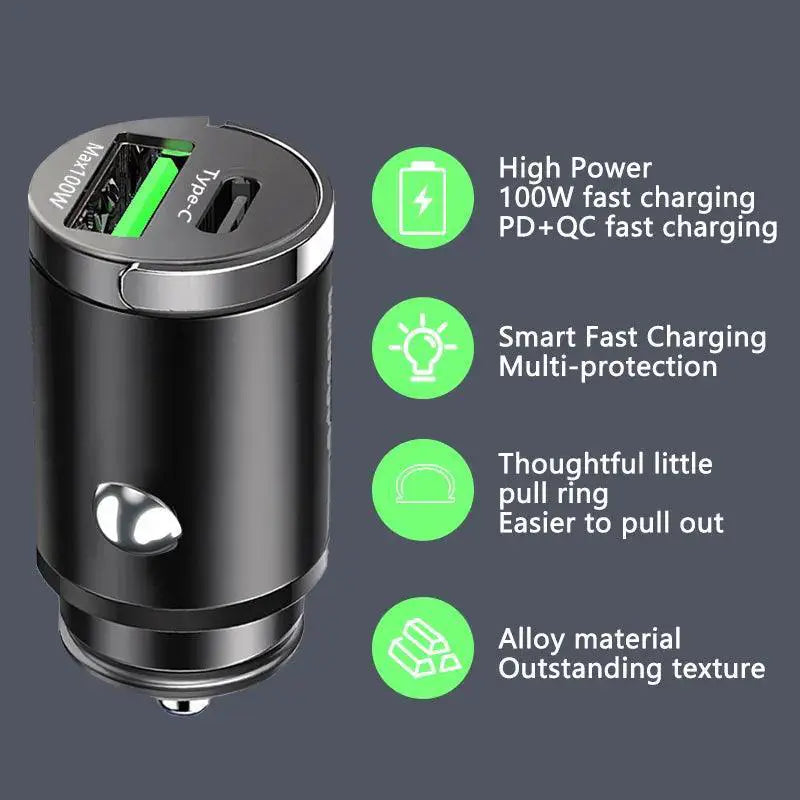High Speed Car Charger for iPhone and Xiaomi Fast Charge