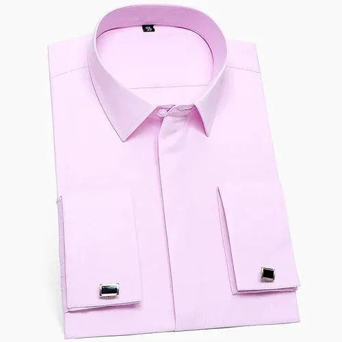 French Cuffs White Formal Shirt For Men's Office Attire