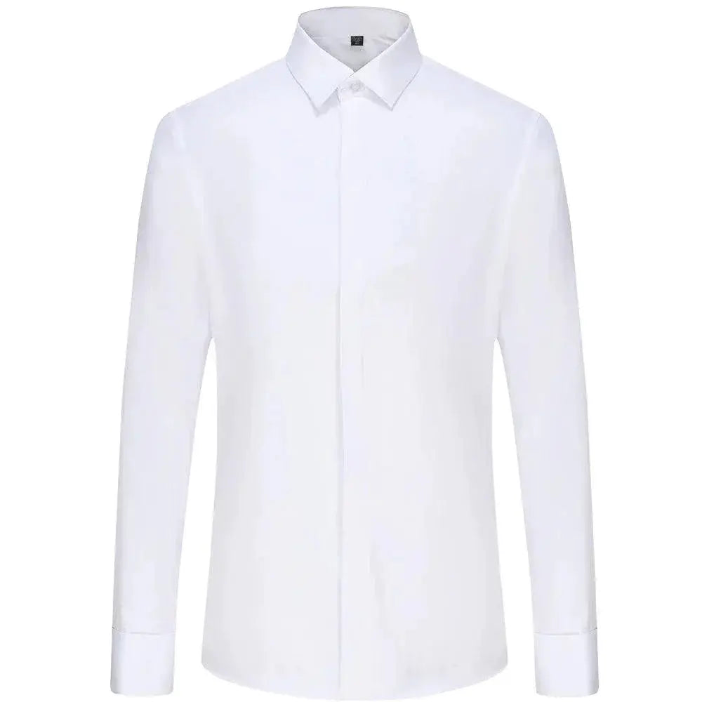 French Cuffs White Formal Shirt For Men's Office Attire