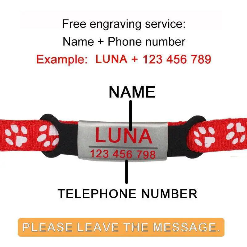 Adjustable Safety Breakaway Collar With Engraving For Pets