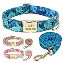 Stylish Floral Dog Collar And Leash