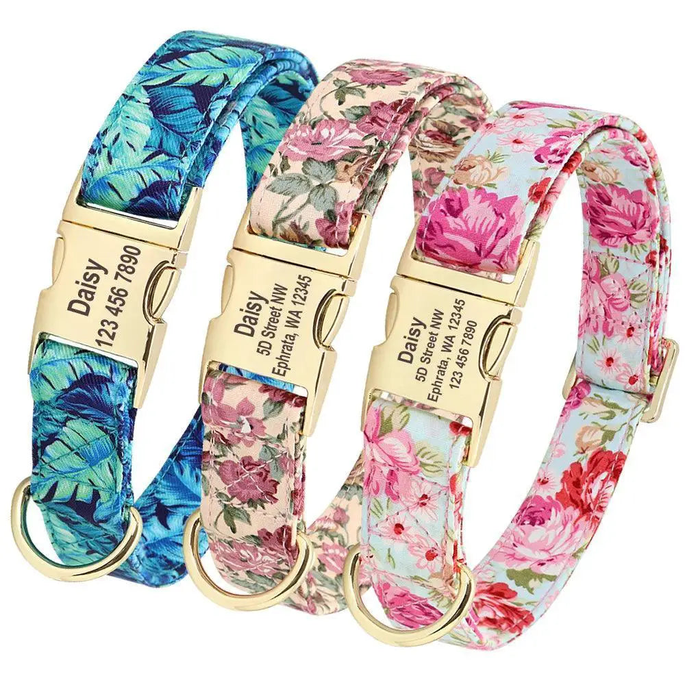 Floral Dog Collar And Leash Set Personalized Style Walks