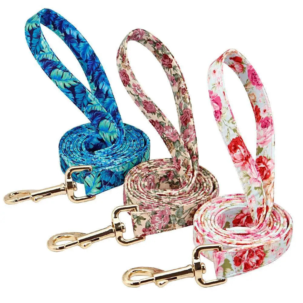 Floral Dog Collar And Leash Set Personalized Style Walks