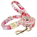 Engraved ID Dog Collar Leash Set Pets