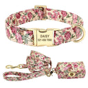 Engraved ID Dog Collar Leash Set Pets