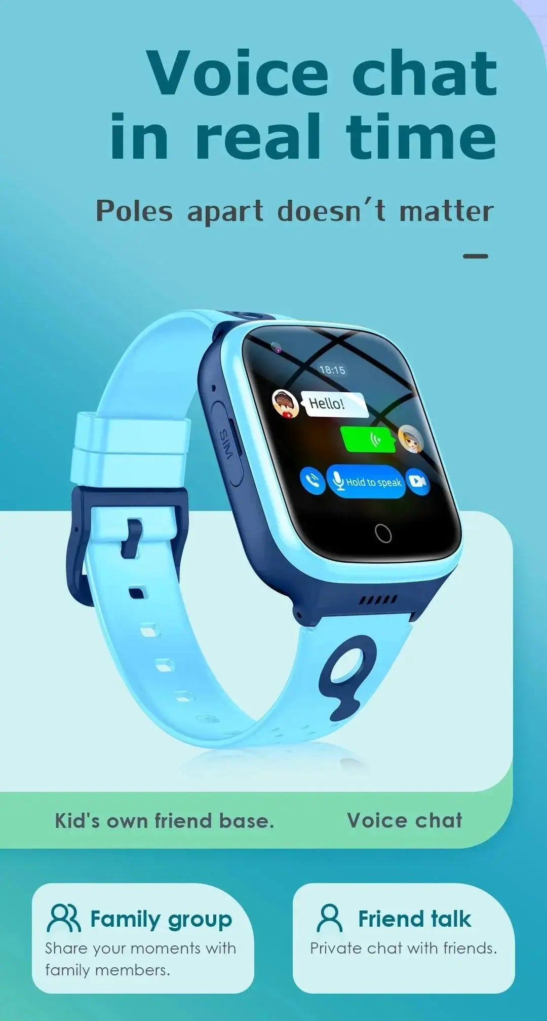 Kids GPS Smartwatch Health Tracking 4G Connectivity