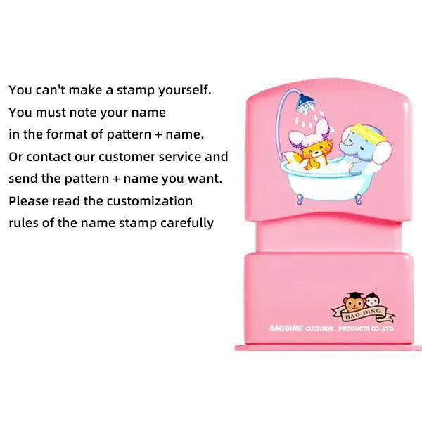 Custom Cartoon Name Stamp Kit For Kids Waterproof Durable
