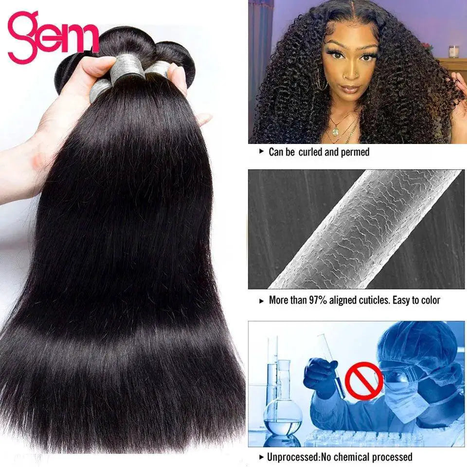 Luxurious Peruvian Human Hair Straight Bundles Extensions