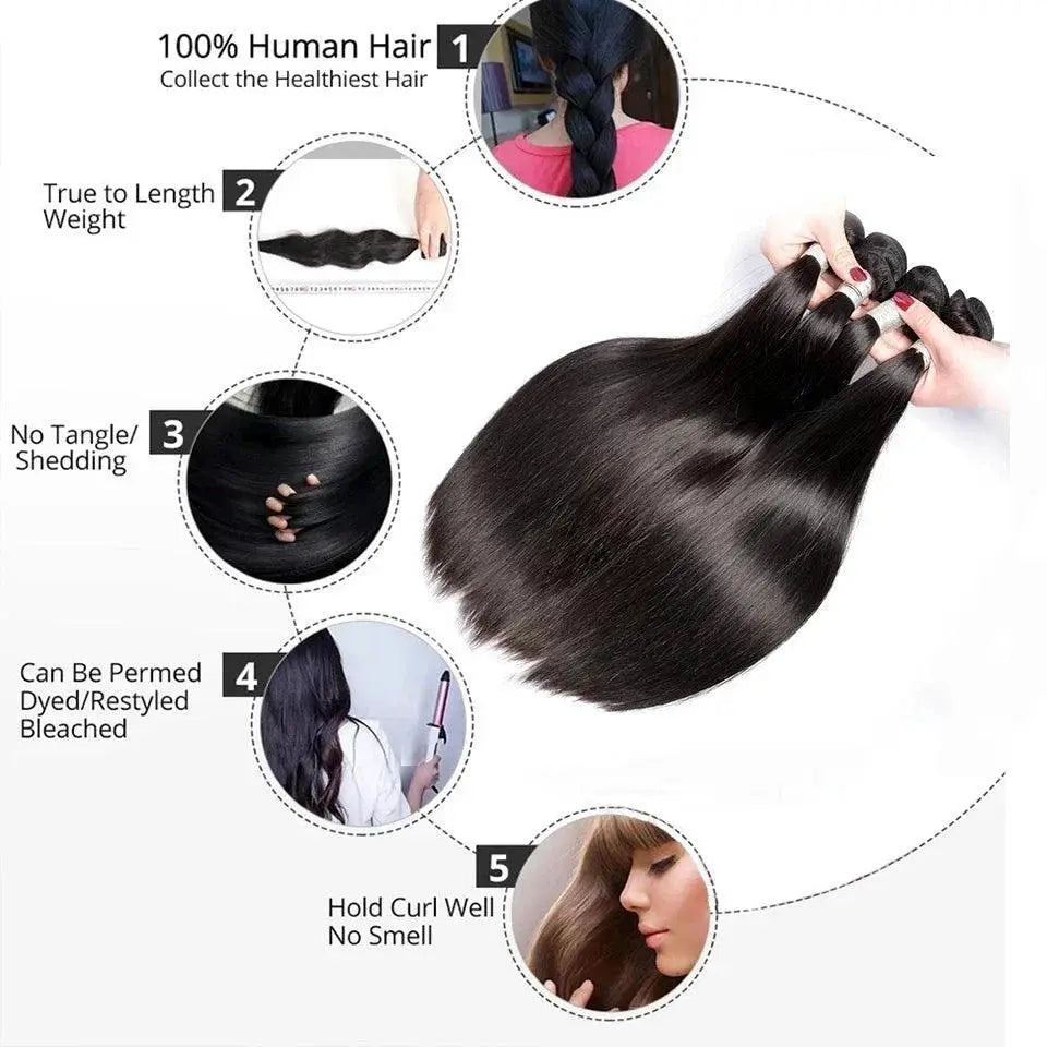 Luxurious Peruvian Human Hair Straight Bundles Extensions